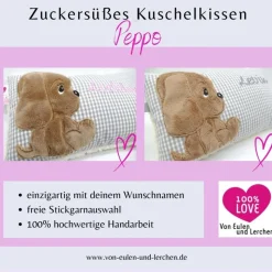 Namenskissen Taufkissen Kuschelkissen Kindergartenkissen Geburtsgeschenk Kuschliger Hundewelpe