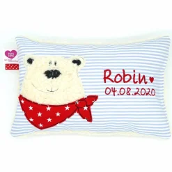 Namenskissen Taufkissen Kuschelkissen Kindergartenkissen Geburtsgeschenk  Bär Eisbär