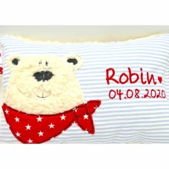 Namenskissen Taufkissen Kuschelkissen Kindergartenkissen Geburtsgeschenk  Bär Eisbär