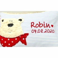 Namenskissen Taufkissen Kuschelkissen Kindergartenkissen Geburtsgeschenk  Bär Eisbär