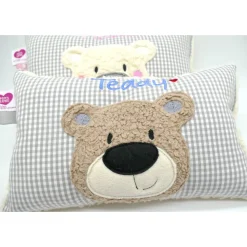Namenskissen Taufkissen Kuschelkissen Kindergartenkissen Geburtsgeschenk  Bär Teddybär Kuschelbär