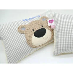 Namenskissen Taufkissen Kuschelkissen Kindergartenkissen Geburtsgeschenk  Bär Teddybär Kuschelbär