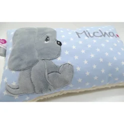 Namenskissen Taufkissen Kuschelkissen Kindergartenkissen Geburtsgeschenk Kuschliger Hundewelpe Peppo