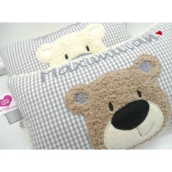 Namenskissen Taufkissen Kuschelkissen Kindergartenkissen Geburtsgeschenk  Bär Teddybär Kuschelbär