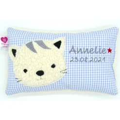 Namenskissen Taufkissen Kuschelkissen Kindergartenkissen Geburtsgeschenk  Schmusekissen Katze Kätzchen