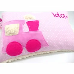 Namenskissen Taufkissen Kuschelkissen Kindergartenkissen Geburtsgeschenk  Eisenbahn Lok Lokomotive
