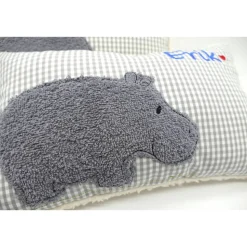 Namenskissen Taufkissen Kuschelkissen Kindergartenkissen Geburtsgeschenk  Nilpferd Hippo