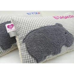 Namenskissen Taufkissen Kuschelkissen Kindergartenkissen Geburtsgeschenk  Nilpferd Hippo