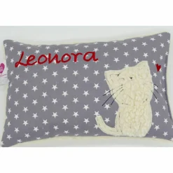 Namenskissen Taufkissen Kuschelkissen Kindergartenkissen Geburtsgeschenk  Schmusekissen Katze Kätzchen