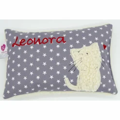 Namenskissen Taufkissen Kuschelkissen Kindergartenkissen Geburtsgeschenk  Schmusekissen Katze Kätzchen