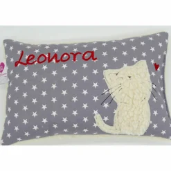 Namenskissen Taufkissen Kuschelkissen Kindergartenkissen Geburtsgeschenk  Schmusekissen Katze Kätzchen