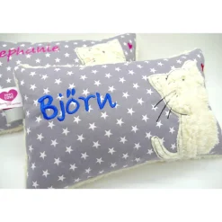 Namenskissen Taufkissen Kuschelkissen Kindergartenkissen Geburtsgeschenk  Schmusekissen Katze Kätzchen