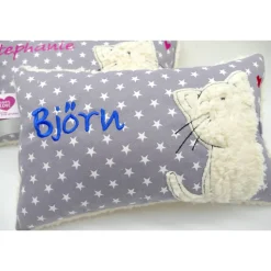 Namenskissen Taufkissen Kuschelkissen Kindergartenkissen Geburtsgeschenk  Schmusekissen Katze Kätzchen