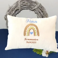 Namenskissen zu Kommunion oder Konfirmation, personalisiertes Kissen für Jungen, Kissen mit Namen