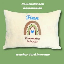 Namenskissen zu Kommunion oder Konfirmation, personalisiertes Kissen für Jungen, Kissen mit Namen