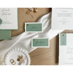 Namensschilder I Platzkarten I „Modern Greenery“ - Modernes & detailreiches Design - verschiedene Farben