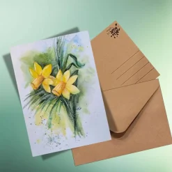 Narzissen Osterglocken Klappkarte & Postkarte – Nachhaltige Frühlingskarte für Ostern