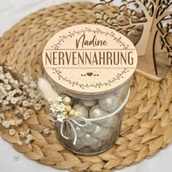 Nervennahrung Geschenk Kollegen, Vorratsglas mit Namen, Geschenk Arbeitskollegin, Geschenkidee Kleinigkeit Kollegin