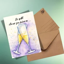 Neujahrsglück – 3er Postkarten-Set mit handgemalten Silvester- & Glücksmotiven inkl. Umschlägen