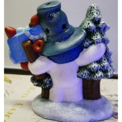 Niedlicher Schneemann aus Keramik zum Beleuchten