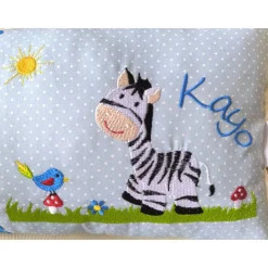 Niedliches kleines Zebra & Name - Geburt, Taufe, personalisierte Kissen, Kindergarten, Geschenk zur Geburt