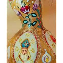 Nikolaus- und Weihnachtsdekoration im Vintage Stil: handbemalte Kunst-Kürbisse mit weihnachtlichen Motiven