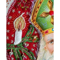 Nikolaus- und Weihnachtsdekoration als Kunst zum Aufhängen mit Stickereien und Verzierungen. Handgemacht und besonders!