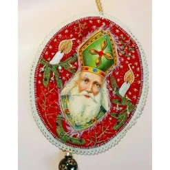 Nikolaus- und Weihnachtsdekoration als Kunst zum Aufhängen mit Stickereien und Verzierungen. Handgemacht und besonders!