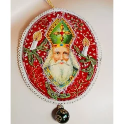 Nikolaus- und Weihnachtsdekoration als Kunst zum Aufhängen mit Stickereien und Verzierungen. Handgemacht und besonders!