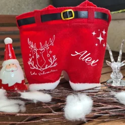 Nikolaushose Mini personalisierbar | Weihnachtsmann Hose als Geschenkverpackung | Lustige Nikolaus Geschenkidee für Kind