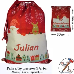 Nikolaussack mit Namen beidseitig personalisierbar in 2 Größen / Nikolaus / Weihnachtsmann / Nikolausstiefel mit Name
