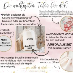 Nikolaussack, Weihnachtssäckchen personalisiert mit Name, Nikolausgeschenk, Tasche, Nikolausbeutel Weihnachten