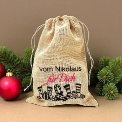 Nikolaussäckchen aus Jute, Weihnachtsbeutel, Geschenktasche, Jutebeutel