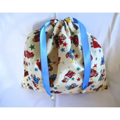 Nikolaussäckchen in beige mit schönen Teddybärmotiven genäht von Hobbyhaus