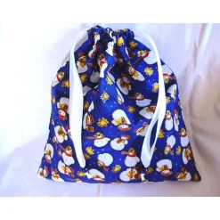 Nikolaussäckchen in blau mit Schneemannmotiven genäht von Hobbyhaus