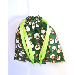 Nikolaussäckchen in grün mit Schneemannmotiven genäht von Hobbyhaus