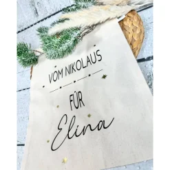 Nikolaussäckchen Säckchen VOM NIKOLAUS personalisiert Baumwollsack Weihnachtssack Geschenkesäckchen