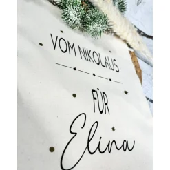 Nikolaussäckchen Säckchen VOM NIKOLAUS personalisiert Baumwollsack Weihnachtssack Geschenkesäckchen