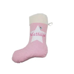 Nikolausstiefel / Nikolausstrumpf / Nikolaussocke kariert mit Namen personalisiert