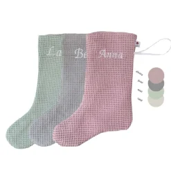 Nikolausstiefel / Nikolausstrumpf / Nikolaussocke aus Waffelpique mit Namen personalisiert