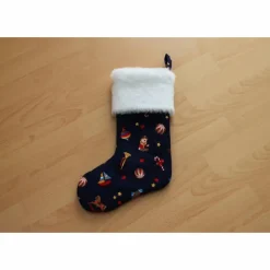 Nikolausstiefel / Weihnachtsstiefel Dunkelblau mit weihnachtlichen Motiven