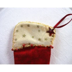 Nikolausstiefel Dekohänger in rot-beige genäht von Hobbyhaus