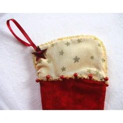 Nikolausstiefel Dekohänger in rot-beige genäht von Hobbyhaus