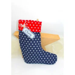 Nikolausstiefel dunkelblau rot Sterne mit Namen personalisiert / Stiefel Nikolaus Stoff / Nikolaussocke