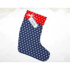 Nikolausstiefel dunkelblau rot Sterne mit Namen personalisiert / Stiefel Nikolaus Stoff / Nikolaussocke