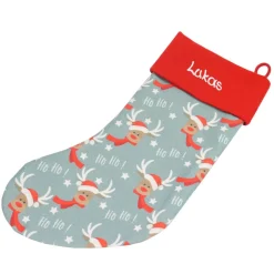 Nikolausstiefel Elch mit Nikolausmütze & Name - Nikolaussocke personalisiert - Geschenk zum Nikolaus - Weihnachststiefel