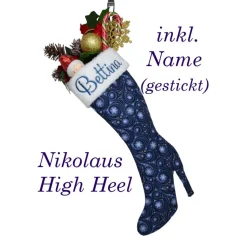 Nikolausstiefel High Heel aus Stoff personalisiert