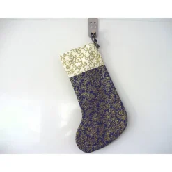 Nikolausstiefel in blau-gold mit Perlenhängern genäht von Hobbyhaus