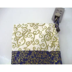 Nikolausstiefel in blau-gold mit Perlenhängern genäht von Hobbyhaus