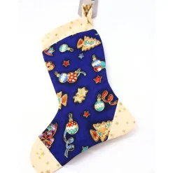 Nikolausstiefel klein in blau-beige genäht von Hobbyhaus